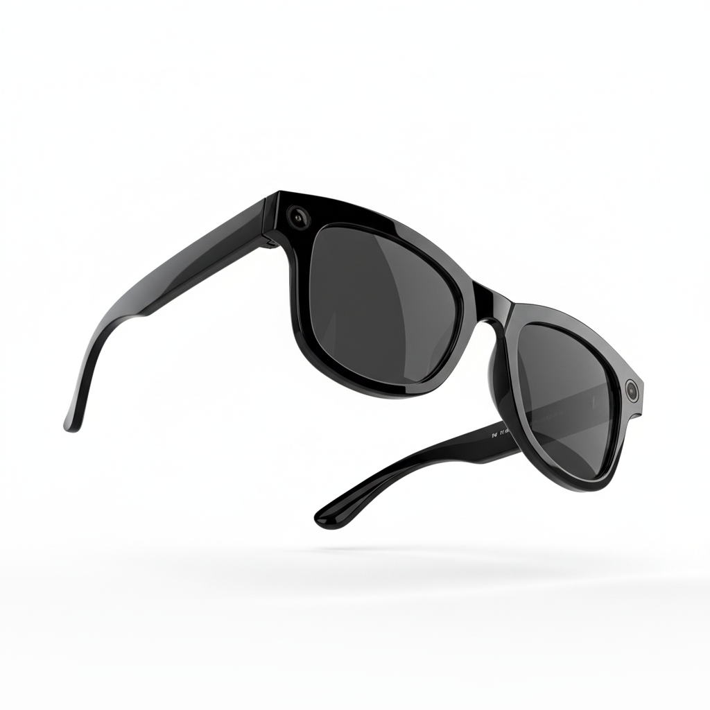 Black AI Glasses with a white background
